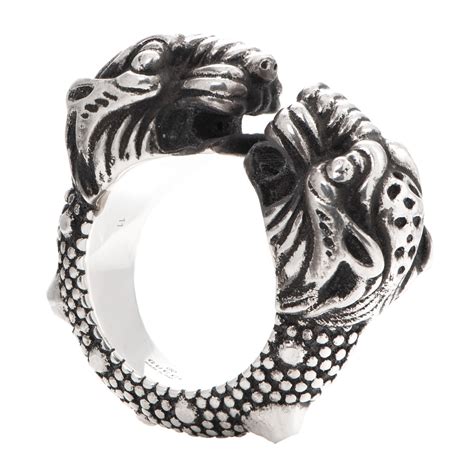 gucci double tiger head ring|gucci tiger ring silver.